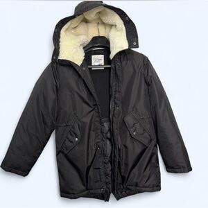 J. Crew Kid’s Fishtail Parka Sz 14 Black Hooded PrimaLoft Insulation Winter EUC